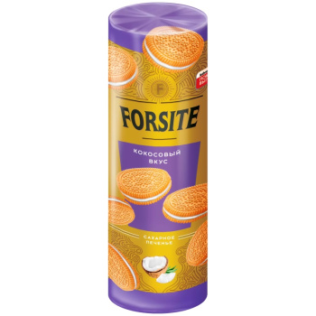 Печенье сахарное Forsite Сендвич с кокосовым вкусом Яшкино, 220г