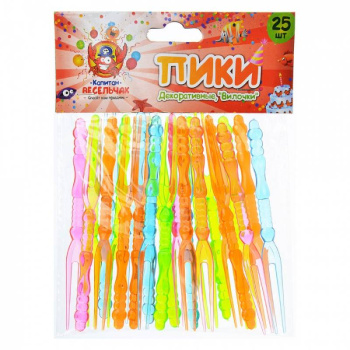 Пики декоративные Вилочки цветные 25шт110мм