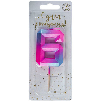 Свеча тортовая на шпажке 6 Пурпурные грани