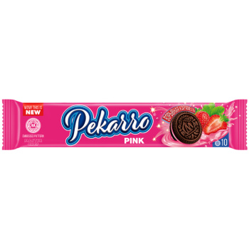 Печенье Pekarro Pink с какао, клубничной начинкой и взрывной карамелью, 95г