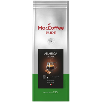 Кофе MacCoffee Pure Arabica Crema 250г зерно пакет