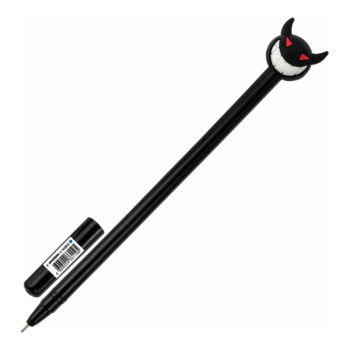 Ручка шариковая с топпером Юнландия чертёнок, ассорти, синяя, узел 0,7мм