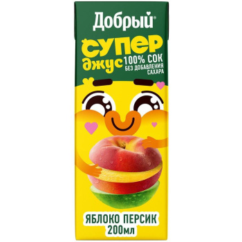 Сок Добрый яблочно-персиковый, 0,2л