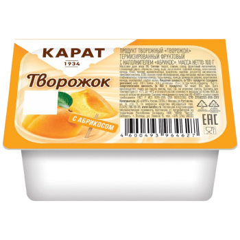 Творожок Карат с абрикосом 9%, 100г