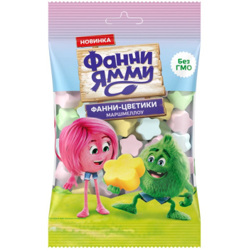 Зефир жевательный Маршмеллоу 50г с начинкой клубника персик яблоко черника