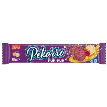 Печенье Pekarro pur-pur со вкусом вишня-юдзу и взрывная карамель, 95г