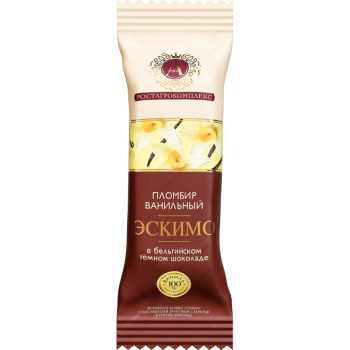 Мороженое Ростагрокомплекс 65г Эскимо пломбир в темном шоколаде с ванилью фл-п 15% БЗМЖ