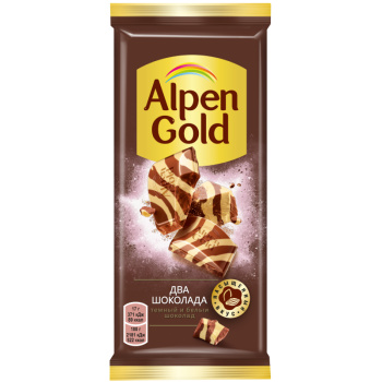 Шоколад Alpen Gold Два шоколада темный и белый, 80г