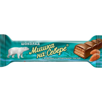 Шоколад Мишка на севере экстрамолочный с миндалем и вафлями, 40г