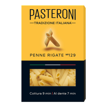Макаронные изделия Pasteroni 400г Перья рифленые №129 обечайка