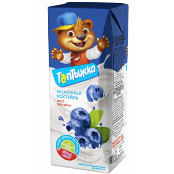 Коктейль молочный Топтыжка черника 3,2% 200г БЗМЖ