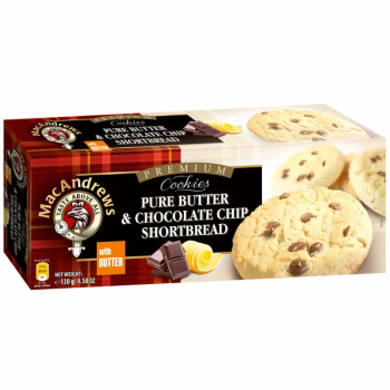 Печенье MacAndrews сливочное с кусочками молочного шоколада, 130г 