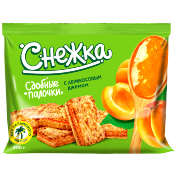 Палочки сдобные Снежка с абрикосовым джемом, 300г