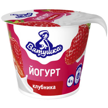 Йогурт Вятушка клубника с натуральными фруктами 4%, 125г