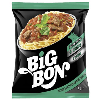 Лапша Big Bon говядина + соус гуляш, 75г  