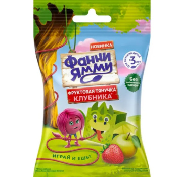 Кусочки фруктовые Фанни Ямми тянучка яблоко-клубника 15г