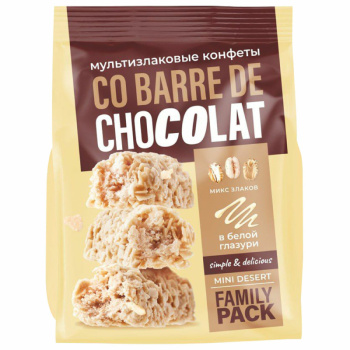 Конфеты мультизлаковые Co barre de Chocolat, с белой глазурью, 135г