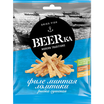 Рыбка сушеная BEERKA, филе минтая, 25г