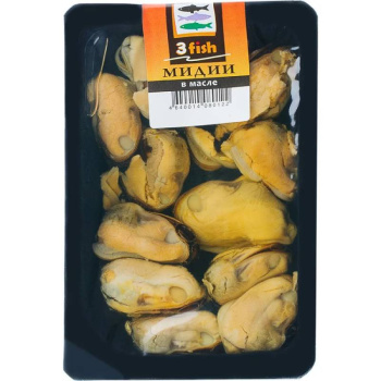 Мидии 3 FISН в масле, 150г