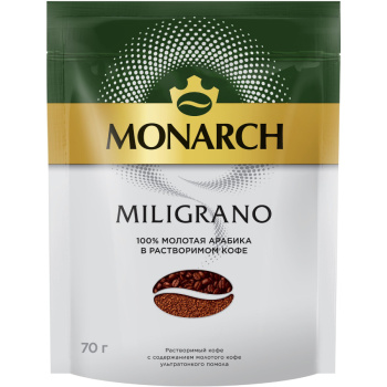 Кофе Monarch Miligrano молотый в растворимом, 70г