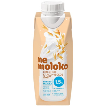 Nemoloko Напиток Овсяный классический лайт 1,5% 0,2л