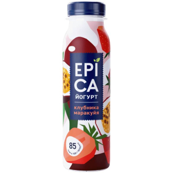 Йогурт питьевой Epica Клубника маракуйя 2,5% БЗМЖ, 260г