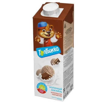 Коктейль молочный Топтыжка Шоколадное мороженное, 2% БЗМЖ, 950г
