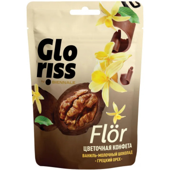 Конфеты Flor грецкий орех в мол шок глазури с ванилью 50г