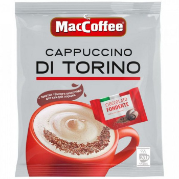 Кофе порционный MacCoffee 3в1 Cappuccino di Torino с шоколадной крошкой 20пак 25,5гр