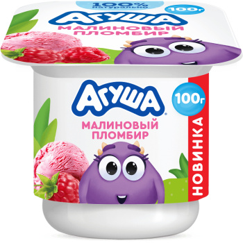 Творог Агуша фруктовый Малиновый пломбир 3,9% БЗМЖ, 100г  