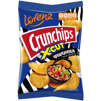 Чипсы картофельные Lorenz Crunchips X-Cut, со вкусом африканской Чакалаки, рифлёные, 70г