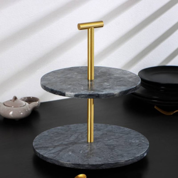 Блюдо из мрамора Magistro Granite 2-ярусное  30-25-33 см серый 7038893