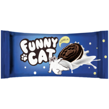 Печенье Funny Cat с какао и начинкой с ароматом ванили, 42г