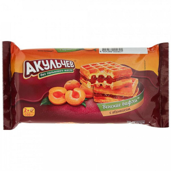 Вафли Акульчев Венские с абрикосом, 100г