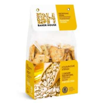 Хлебцы Итальянские Baker House семена подсолнечника, оливковое масло, морская соль, 110г 