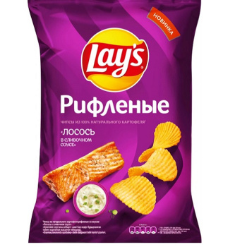 Чипсы Лейс рифленые, лосось в сливочном соусе, 140г