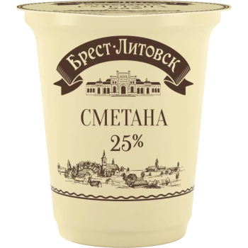 Сметана Брест-Литовск 25% БЗМЖ, 300г