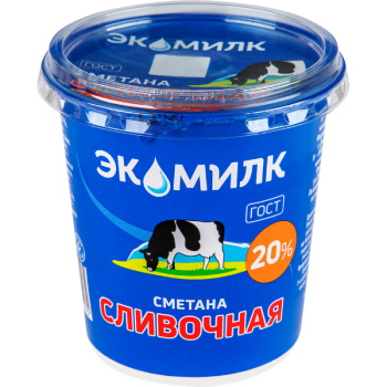Сметана Экомилк Сливочная 20% БЗМЖ, 300г 