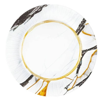 Набор тарелок бумажных Белый мрамор, d 230 мм