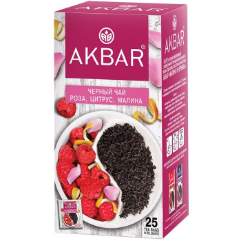 Чай Акбар 25пак Роза, цитрус, малина черный