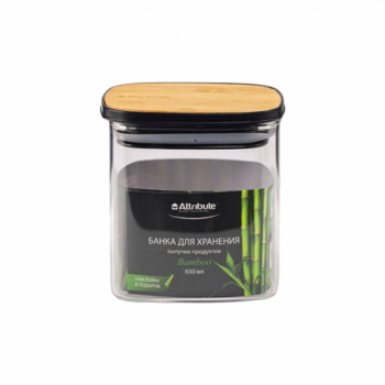 Банка для хранения сыпучих продуктов квадратная BAMBOO 650мл AJB103