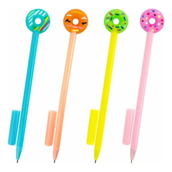 Ручка шариковая с топпером Юнландия пончик, ассорти, синяя, узел 0,7мм