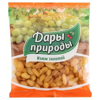 Изюм Дары природы виноград сушёный крупный золотистый, 150г