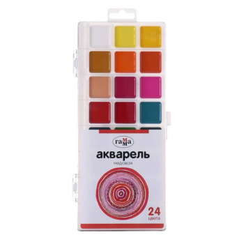 Акварель Гамма Орнамент, медовая, 24 цвета, без кисти