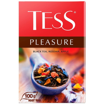 Чай черный листовой Tess Pleasure, лимон-шиповник-яблоко, 100г