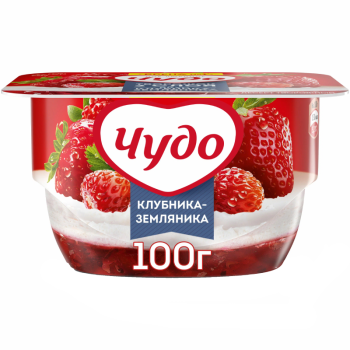 Десерт творожный Чудо Клубника-Земляника 4%, 100г