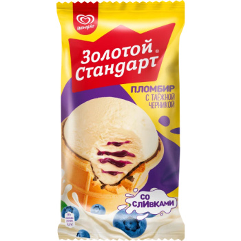 Мороженое Золотой Стандарт пломбир с таежной черникой, 89г