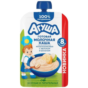 Каша молочная Агуша Яблоко-банан-мультизлак, 100г