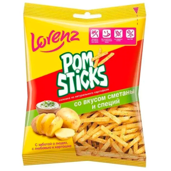 Картофельные чипсы соломкой Pomsticks со вкусом сметаны и специй, 40г