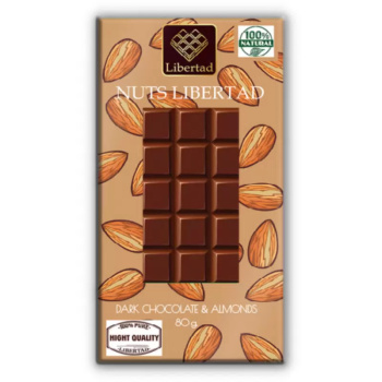 Шоколад Nuts Libertad горький с цельным миндалем, 80г 